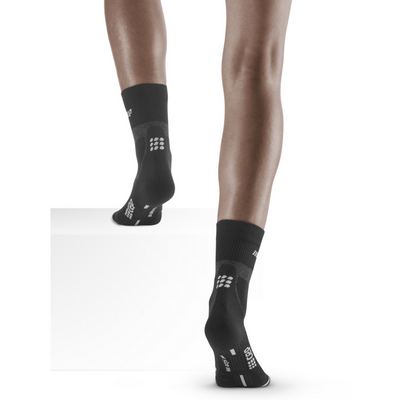 Hiking Merino Mid Cut Compression Socks, Women, Stonegrey/Grey, Back View Model