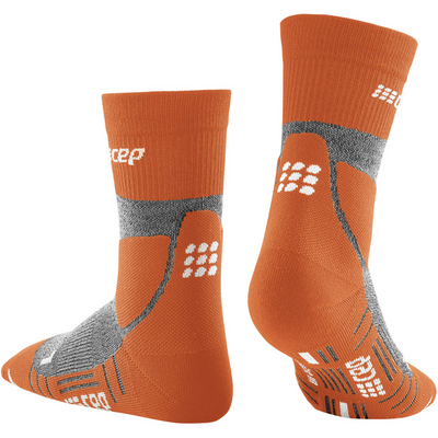 Hiking Merino Mid Cut Compression Socks, Women, Sunset/Grey, Back View