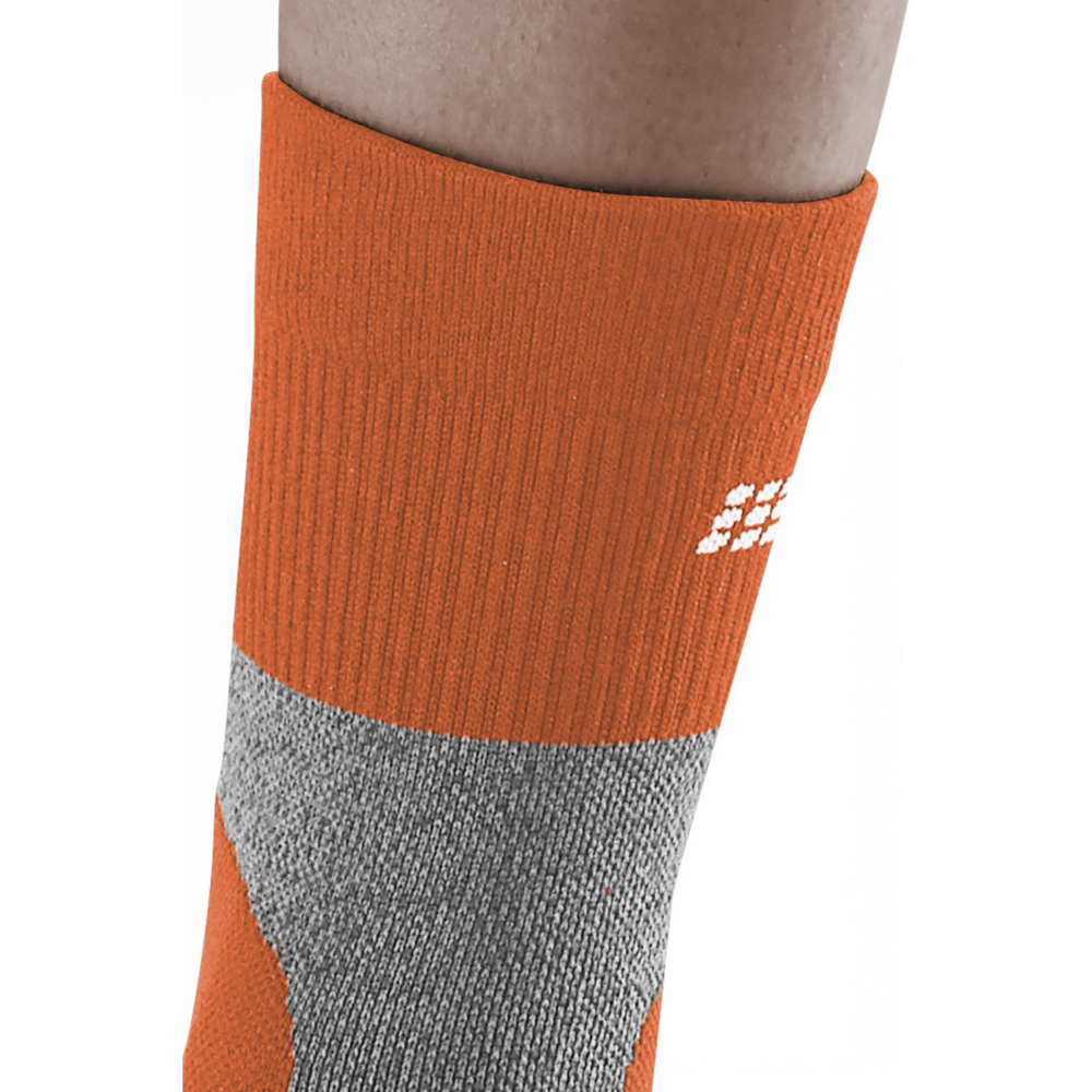 Hiking Merino Mid Cut Compression Socks, Women, Sunset/Grey, Top Detail