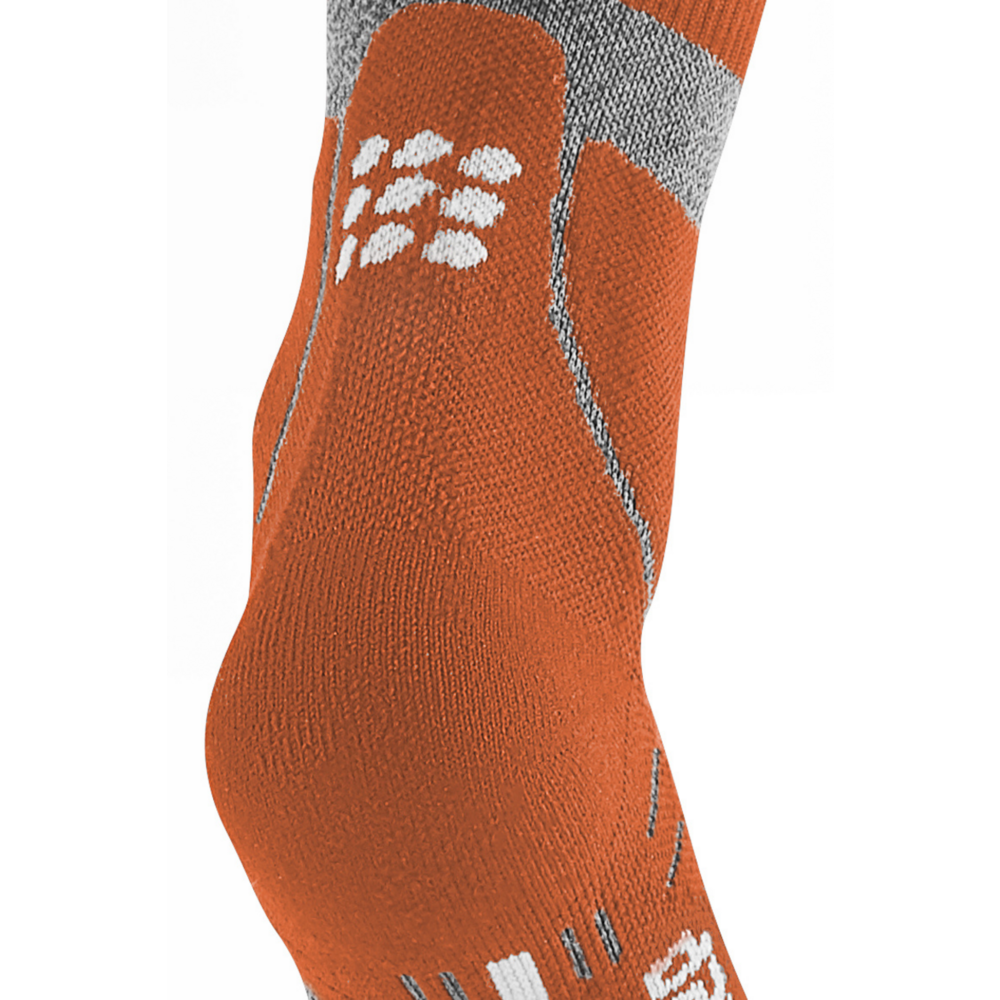 Hiking Merino Mid Cut Compression Socks, Women, Sunset/Grey, Logo Detail