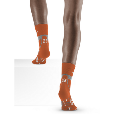 Hiking Merino Mid Cut Compression Socks, Women, Sunset/Grey, Back View Model