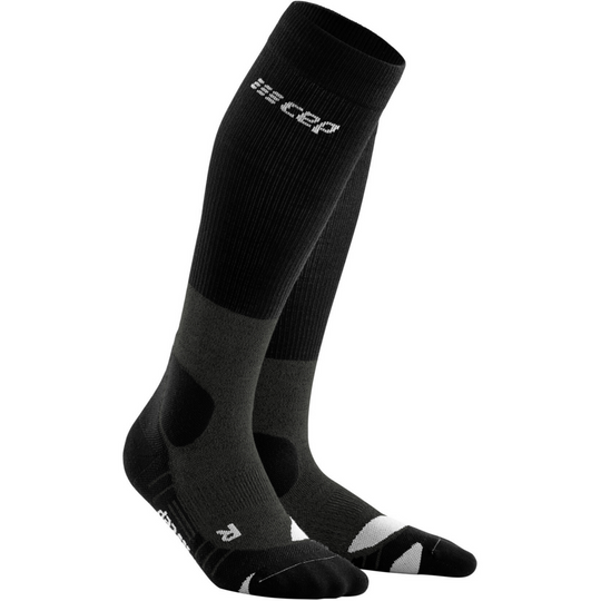 Κάλτσες Συμπίεσης Ψηλές Μερίνο Πεζοπορίας, Ανδρικές, Stonegrey/Γκρι, Μπροστινή Όψη