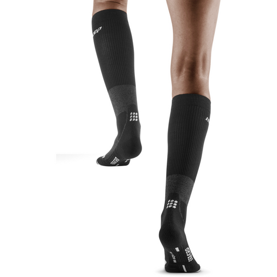 Hiking Merino Tall Compression Socks, Women, Stone/Grey, Back View Model
