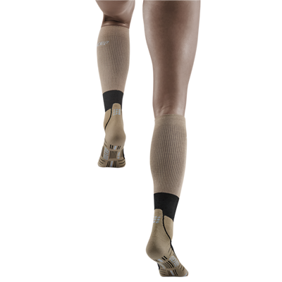 Hiking Merino Tall Compression Socks, Women, Sand/Grey, Back View Model