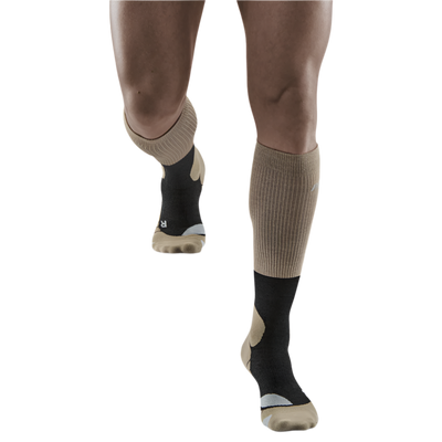 Hiking Merino Tall Compression Socks, Men, Sand/Grey