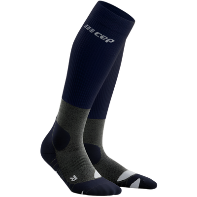 Hiking Merino Tall Compression Socks, Men, Peacoat/Grey, Front View