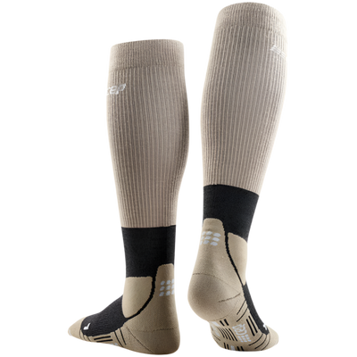 Hiking Merino Tall Compression Socks, Women, Sand/Grey, Back View