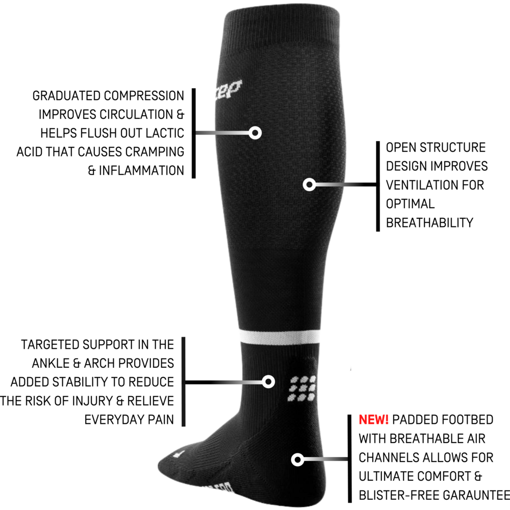 The run compresión calcetines altos 4.0, mujeres, negro, detalle