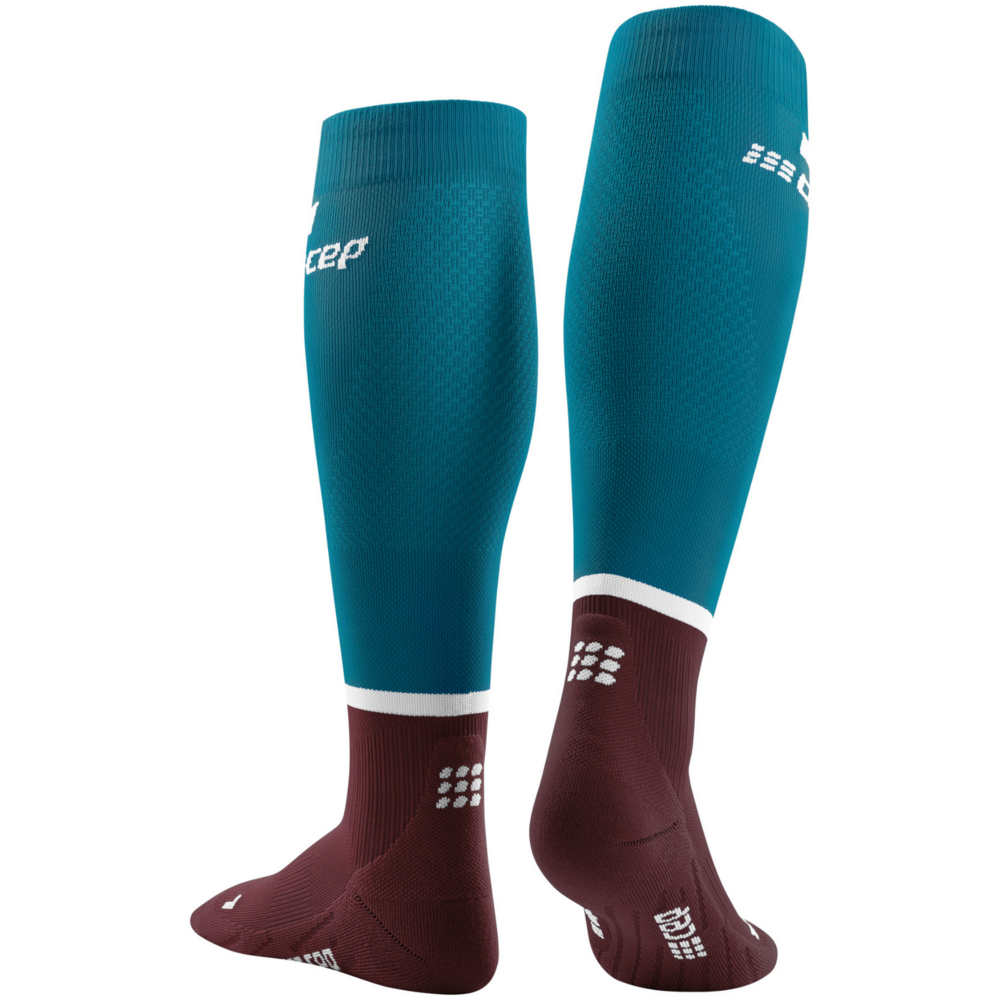 The Run Compression Tall Socks 4.0, Men, Petrol/Dark Red, Back View