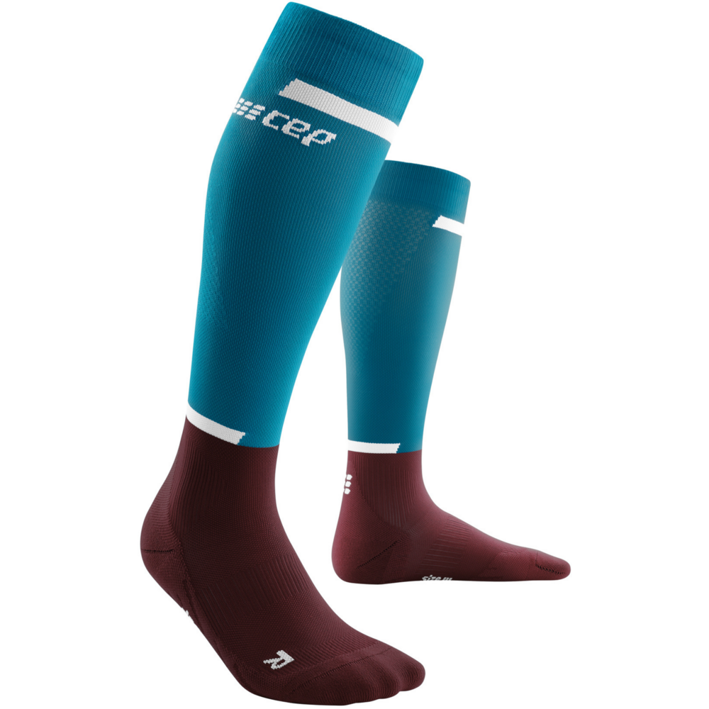 The Run Compression Tall Socks 4.0, Men, Petrol/Dark Red, Front View