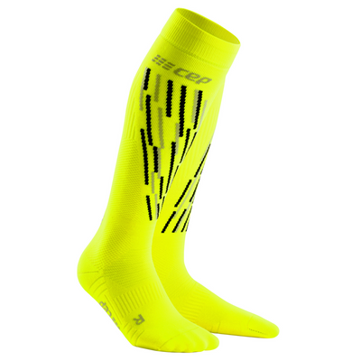 Ski Thermo Tall Compression Socks, Men, Flash Yellow - Front View