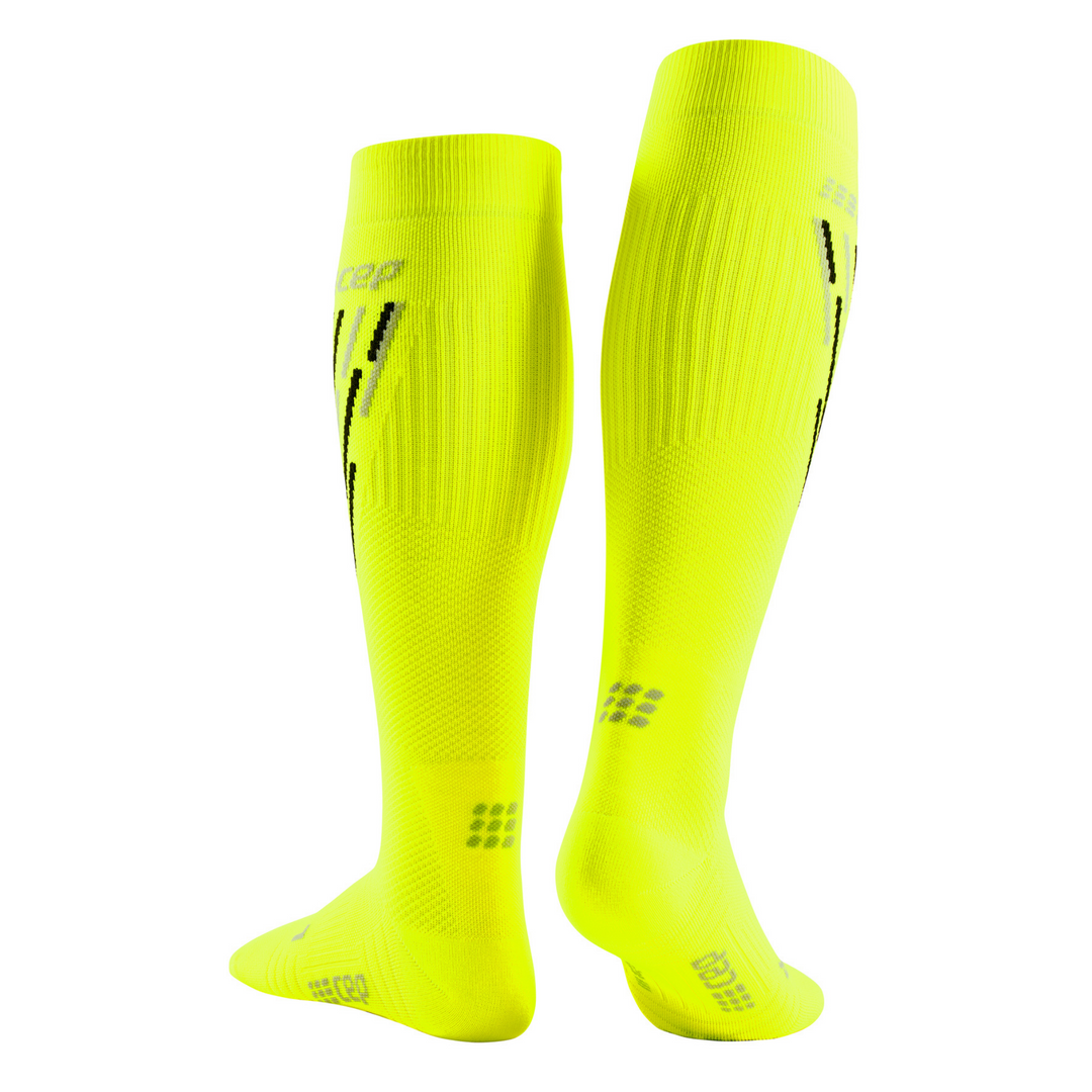 Calcetines de compresión ski thermo tall, hombres, amarillo flash - vista posterior
