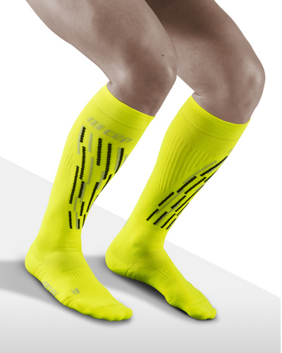 Ski Thermo Tall Compression Socks, Men, Flash Yellow - Front View Model