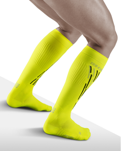 Ski Thermo Tall Compression Socks, Men, Flash Yellow - Back View Model