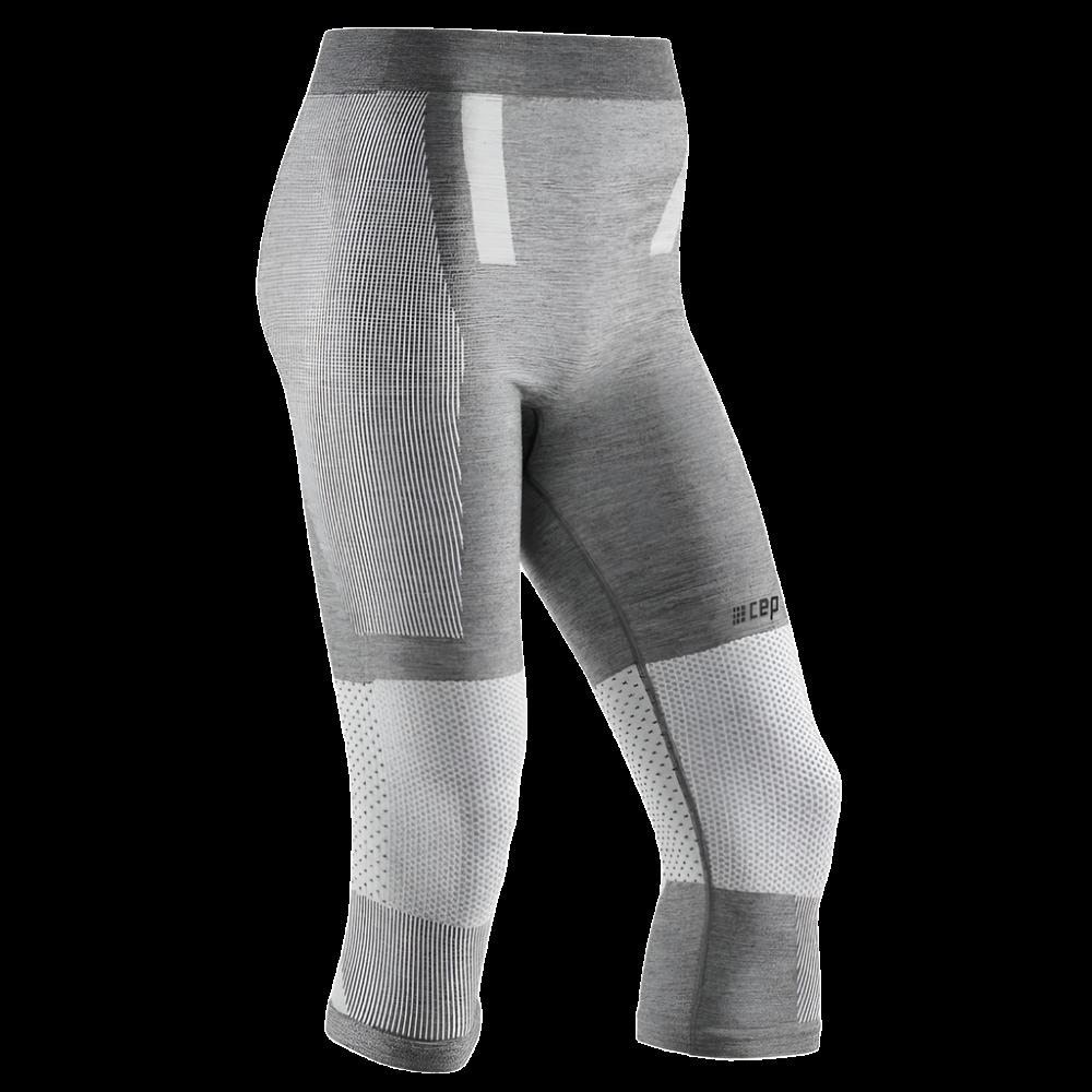 Ski Touring 3/4 Base Tights, Men, Grey - Front View