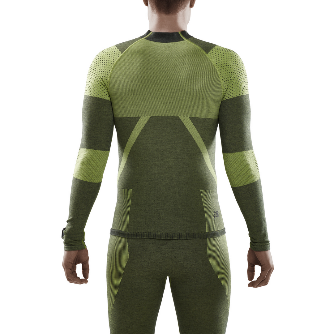 Camisa básica de esqui, masculina, verde - modelo com vista traseira