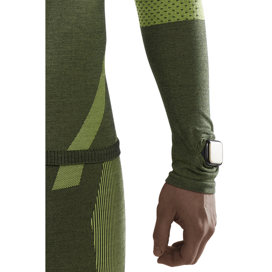 Camiseta básica de esquí de travesía, hombre, verde - detalle de mangas