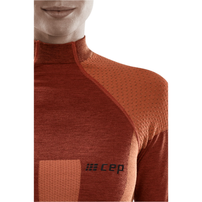 Ski Touring Base Shirt, Women, Orange - Front Detail