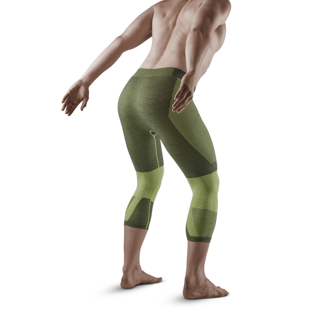 Meia-calça base 3/4 para esqui de fundo, masculina, verde - modelo com vista traseira