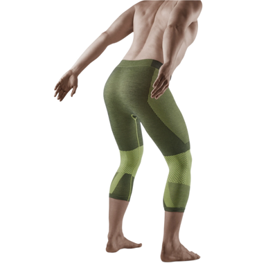 Ski Touring 3/4 Base Tights, Men, Green - Back View Model