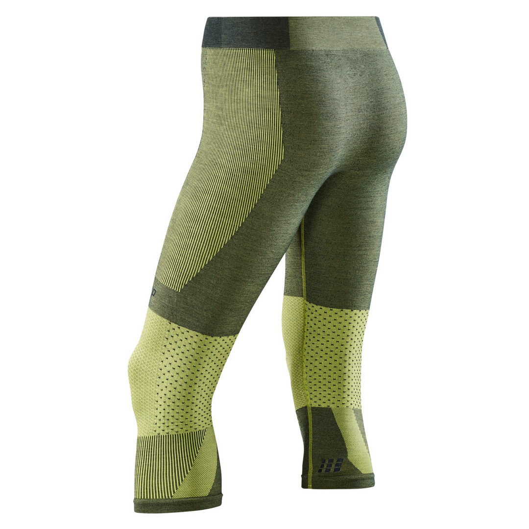 Meia-calça base 3/4 para esqui de fundo, masculina, verde - vista traseira
