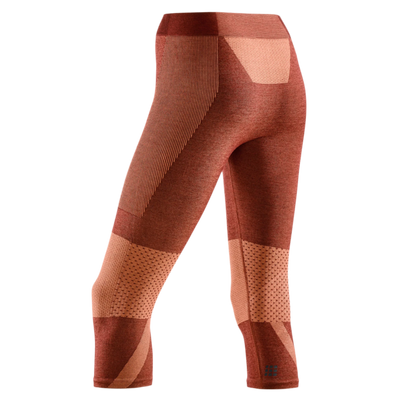 Ski Touring 3/4 Base Tights, Women, Orange - Rear View
