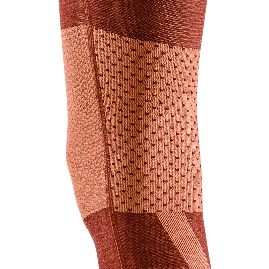 Meia-calça base 3/4 de esqui, mulher, laranja - detalhe de tecido 2