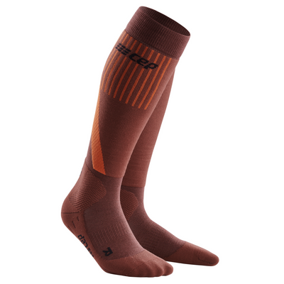 Ski Touring Tall Compression Socks, Men, Dark Orange - Side View