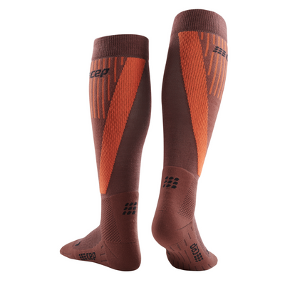 Ski Touring Tall Compression Socks, Men, Dark Orange - Rear View