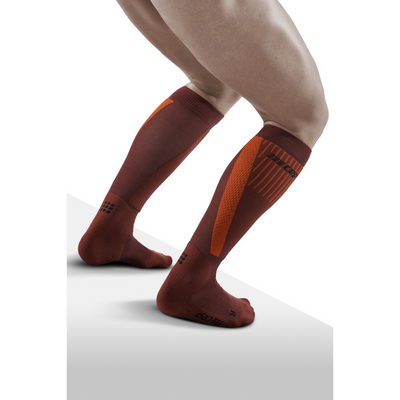 Ski Touring Tall Compression Socks, Men, Dark Orange - Back View Model