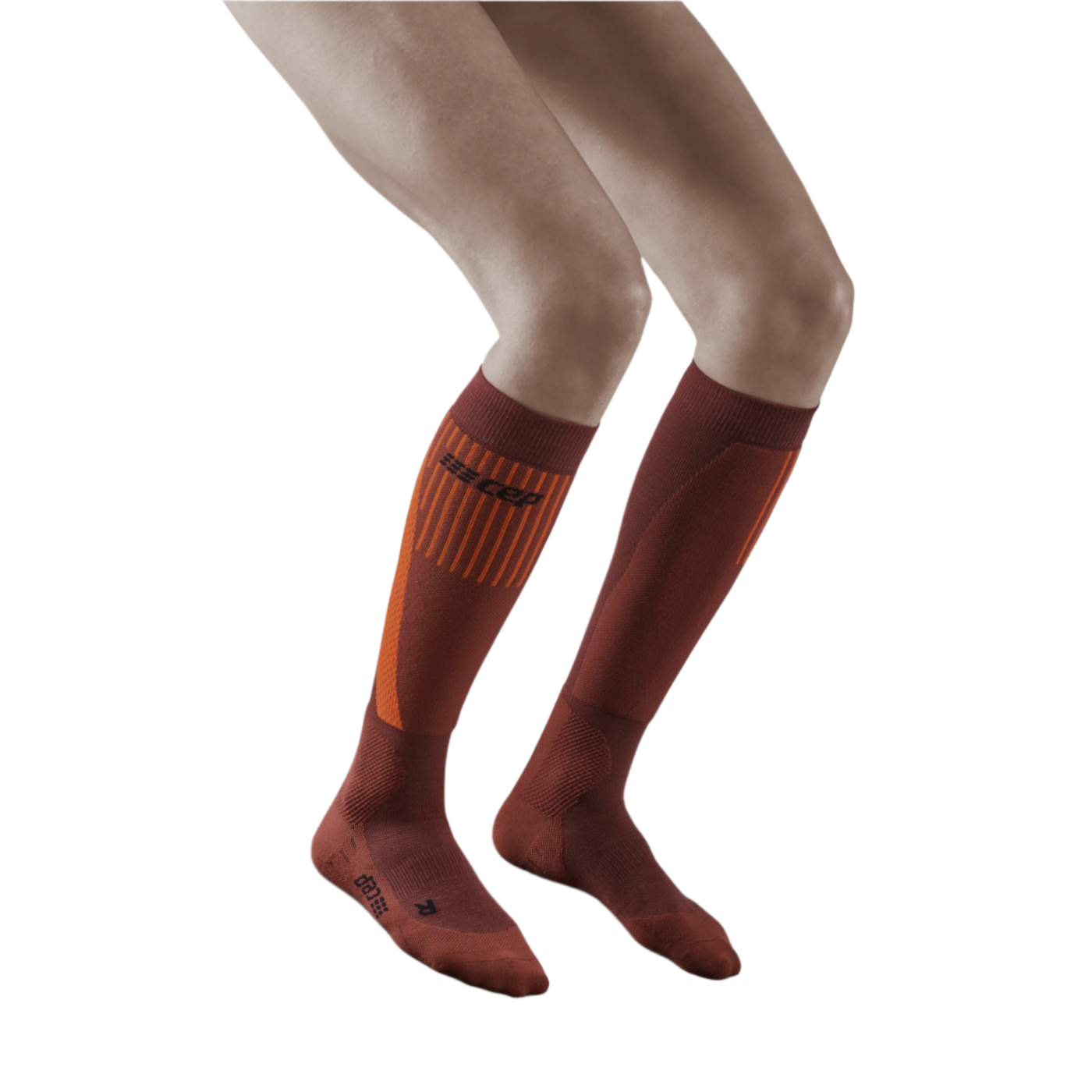 Ski Touring Tall Compression Socks, Women, Dark Orange - Front View Model