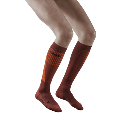 Ski Touring Tall Compression Socks, Women, Dark Orange - Front View Model