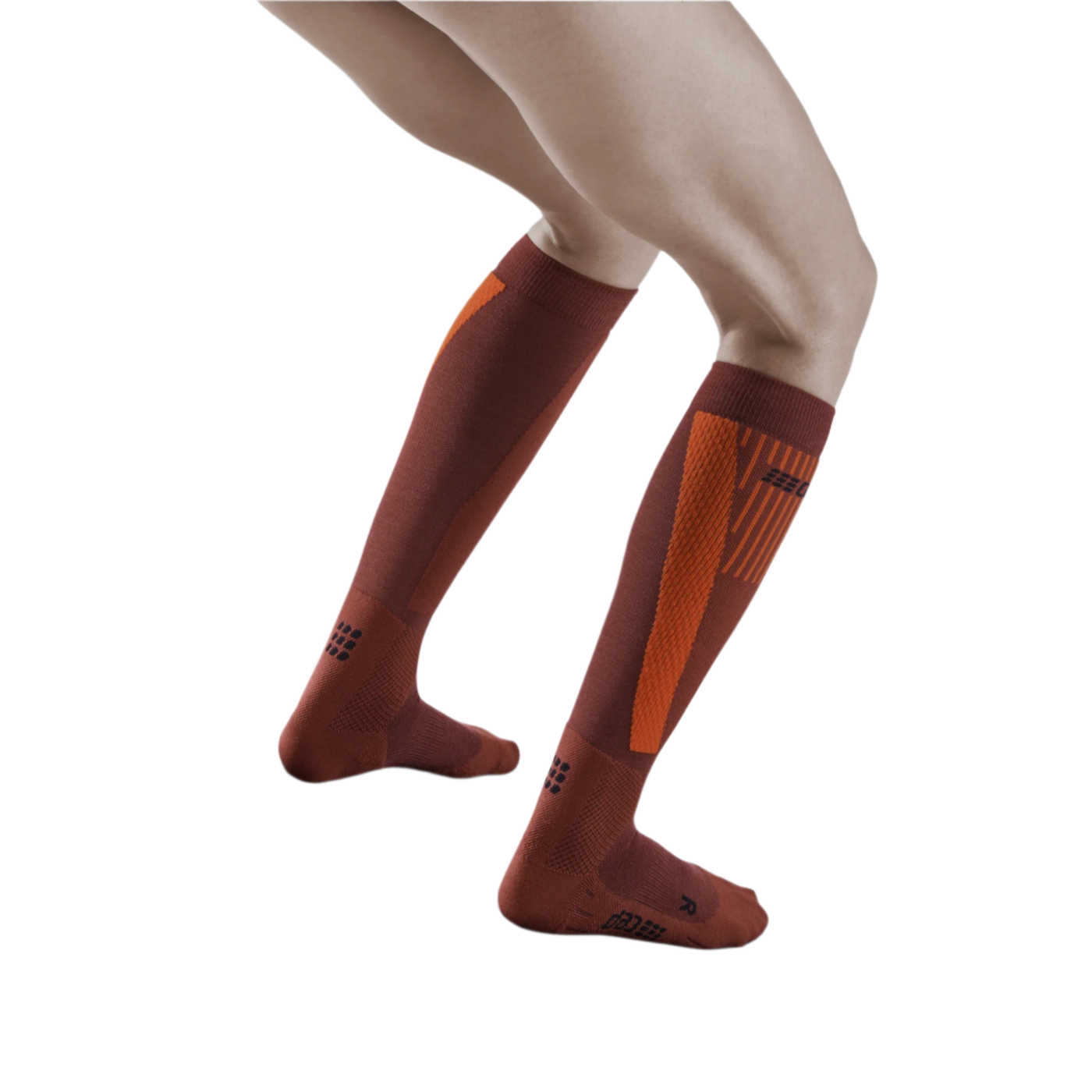 Ski Touring Tall Compression Socks, Women, Dark Orange - Back View Model