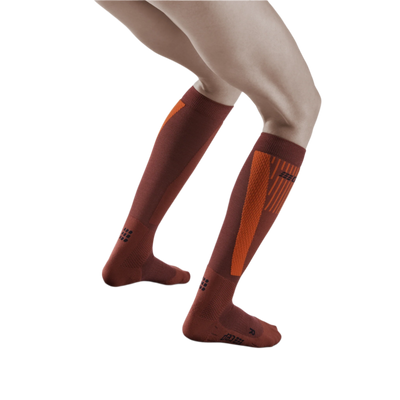 Ski Touring Tall Compression Socks, Women, Dark Orange - Back View Model