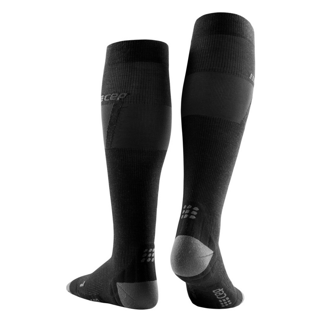 Ανδρικές Κάλτσες Υψηλής Συμπίεσης Σκι, Μαύρο/Σκούρο Γκρι, Πίσω Όψη