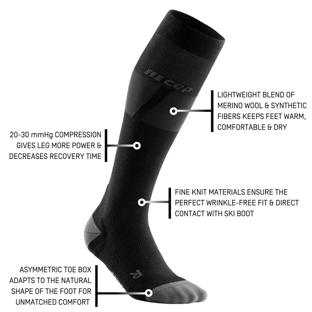 Calcetines de compresión ski ultralight tall, hombres, negro/gris oscuro, detalle