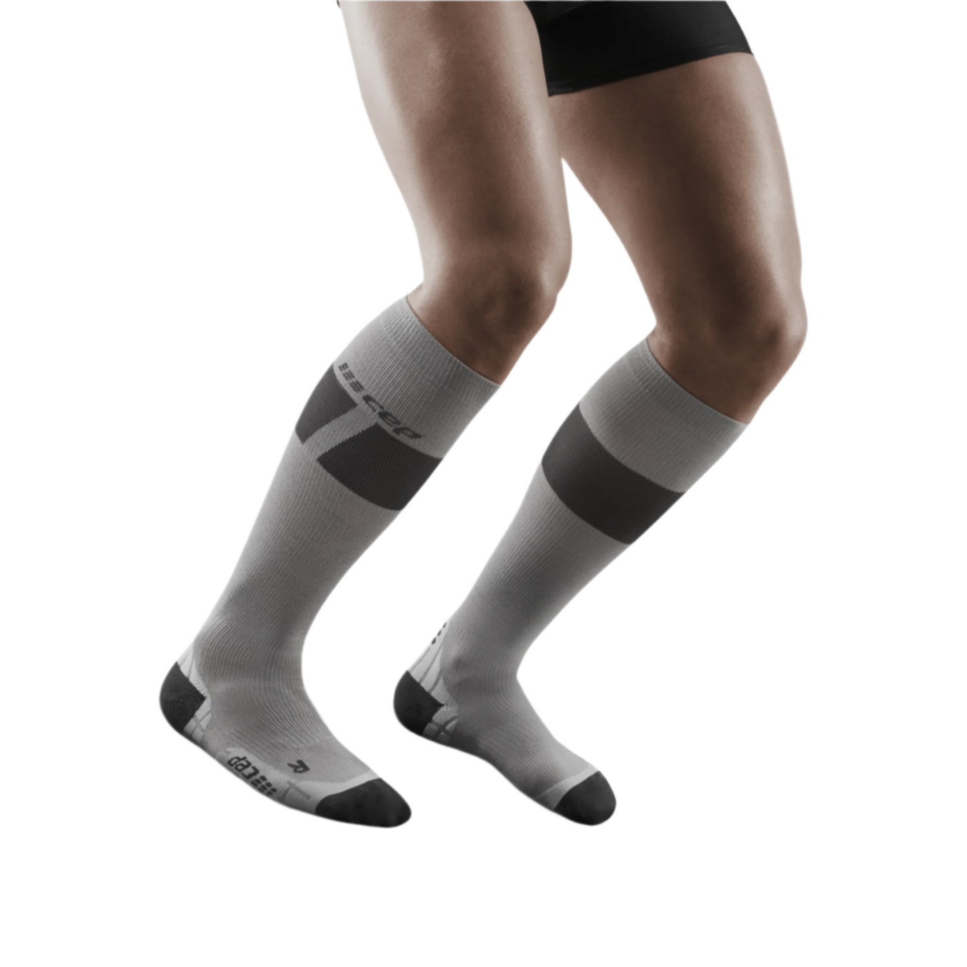 Ski Ultralight Tall Compression Socks, Men, Grey/Dark Grey, Front View Model