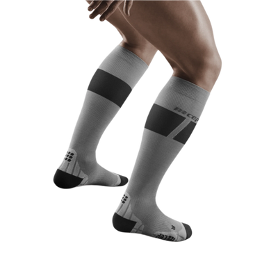 Ski Ultralight Tall Compression Socks, Men, Grey/Dark Grey, Back View Model