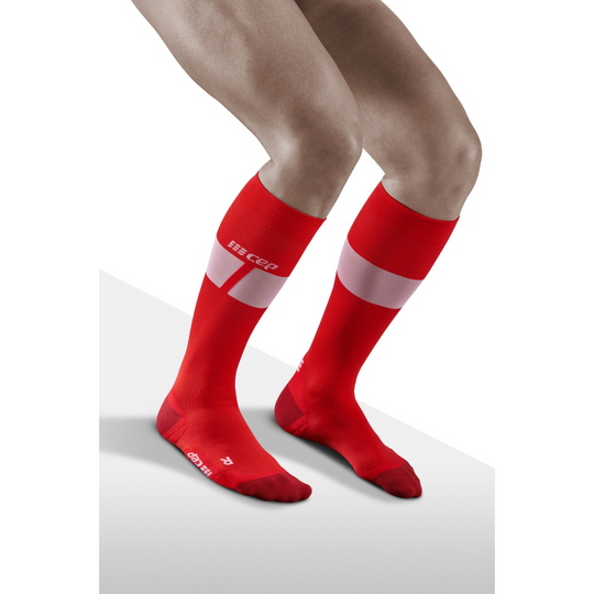 Ski Ultralight Tall Compression Socks, Men, Red/White, Front View Model
