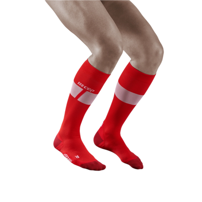 Ski Ultralight Tall Compression Socks, Men, Red/White, Front View Model