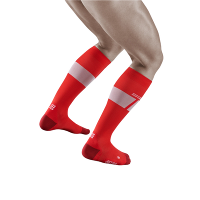 Ski Ultralight Tall Compression Socks, Men, Red/White, Back View Model