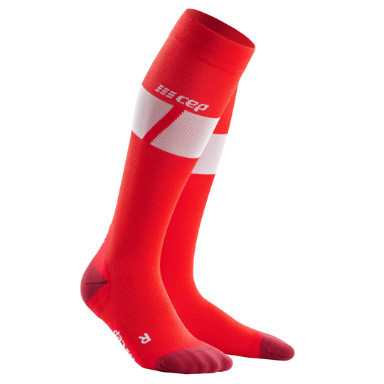 Εξαιρετικά Ελαφριές Ψηλές Κάλτσες Συμπίεσης Σκι, Γυναικείες, Κόκκινο/Λευκό
