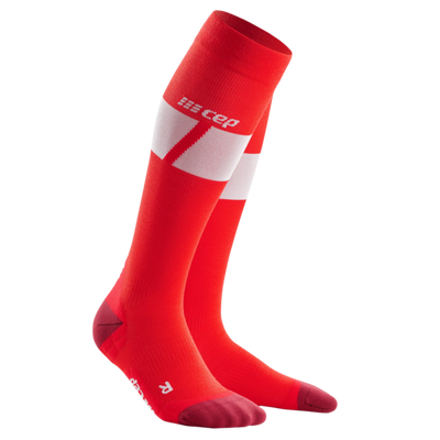 Ski Ultralight Tall Compression Socks, Women, Red/White