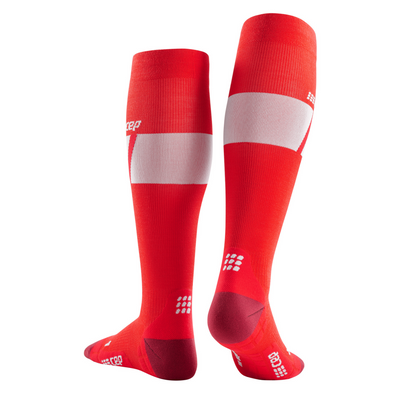 Ski Ultralight Tall Compression Socks, Women, Red/White, Back View