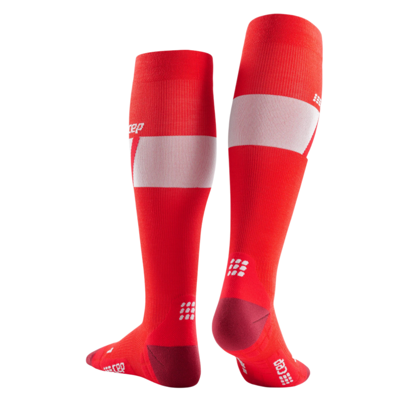 Ski Ultralight Tall Compression Socks, Men, Red/White, Back View