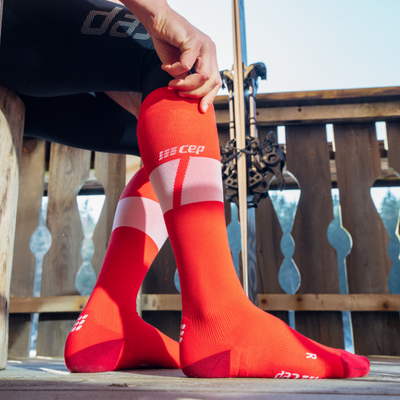 Ski Ultralight Tall Compression Socks, Men, Red/White, Lifestyle