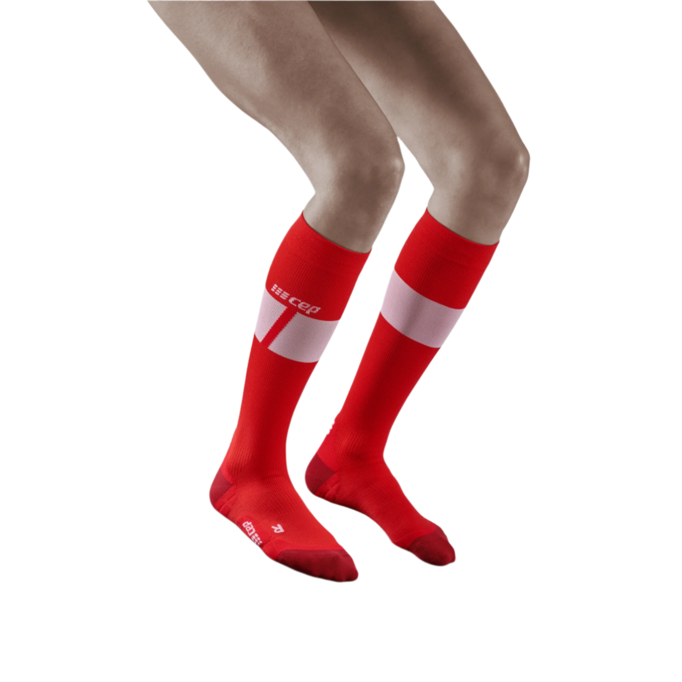 Ski Ultralight Tall Compression Socks, Women, Red/White, Front View Model