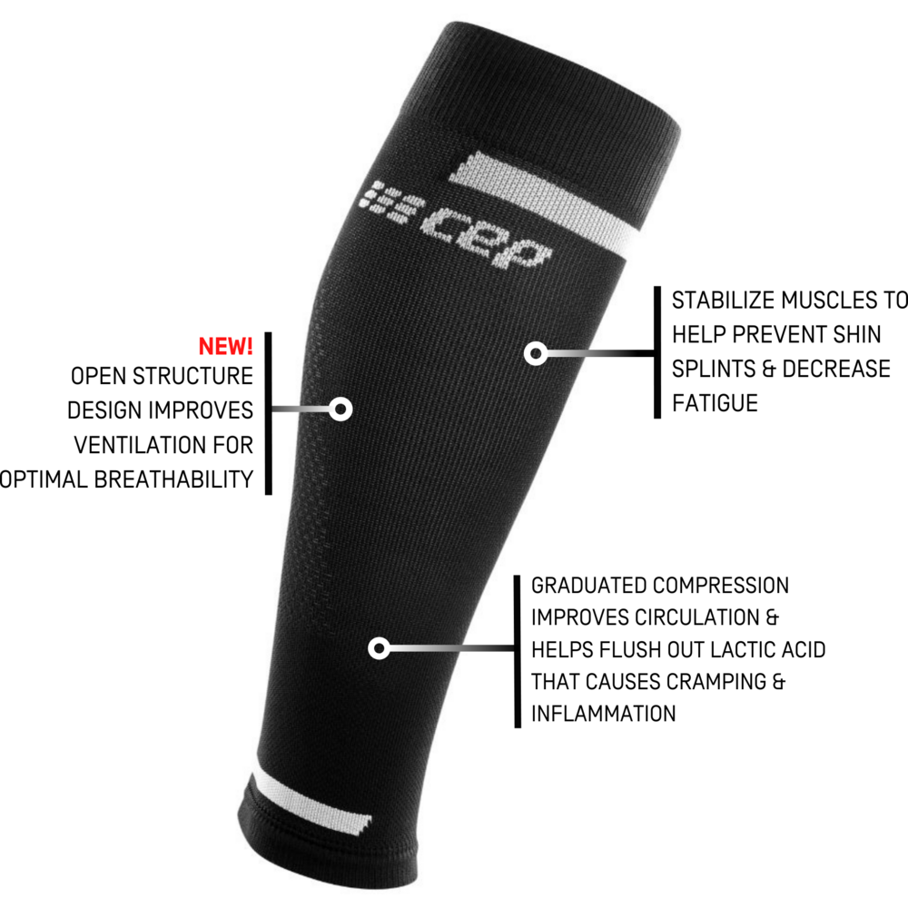 The Run Calf Sleeves 4.0, Men, Black, Detail