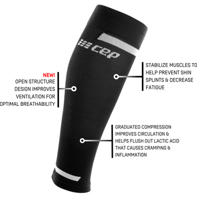 The Run Calf Sleeves 4.0, Men, Black, Detail