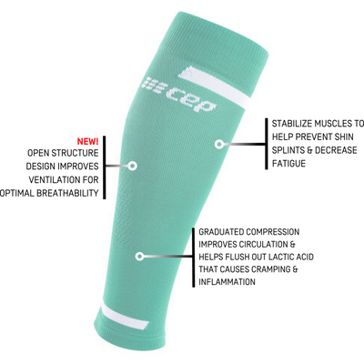 The Run Calf Sleeves 4.0, Men, Ocean, Detail
